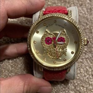 Betsy Johnson Owl Watch with Hot Pink Band